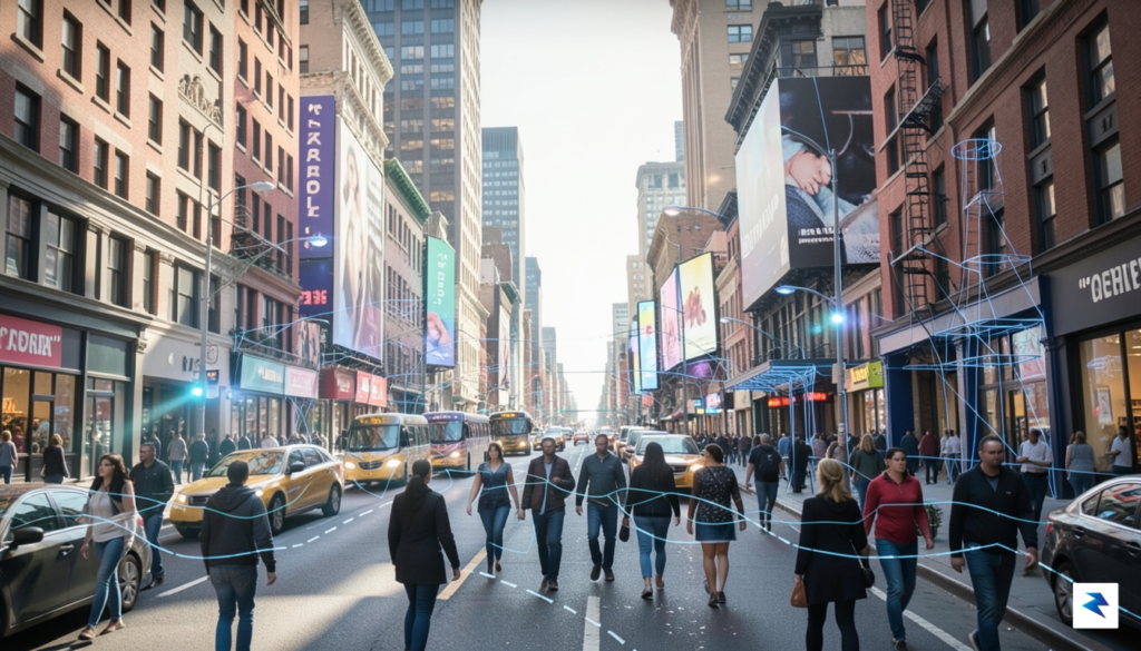A conceptual 3D wireframe overlaying a realistic cinematic video of&hellip;