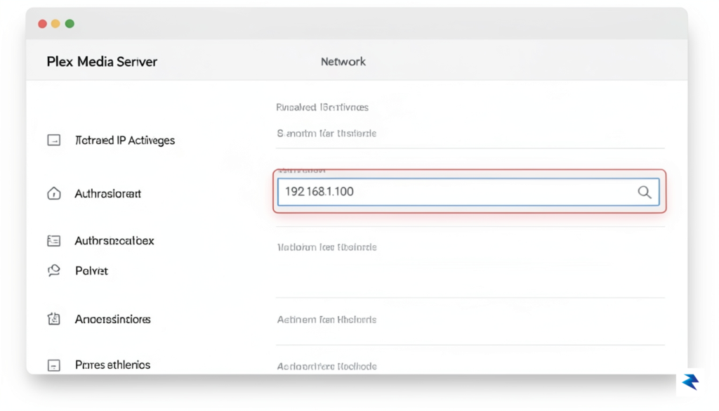 A clean, minimalist screenshot graphic showing the Plex Media Server…