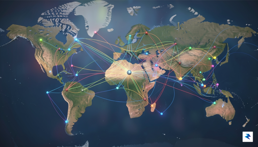 A digital visualization showing a network of interconnected nodes and&hellip;