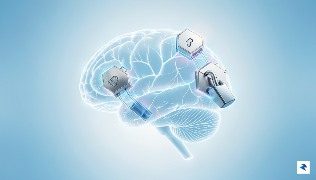 A conceptual digital illustration of a glowing, transparent brain integrated&hellip;