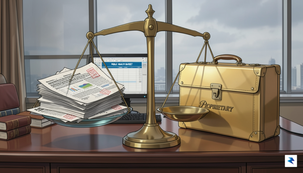 A conceptual illustration showing a glass scale, where one side&hellip;