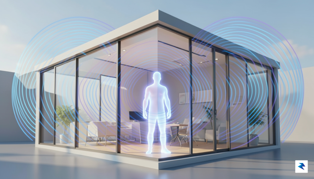 A conceptual digital illustration showing a glowing, translucent silhouette of…