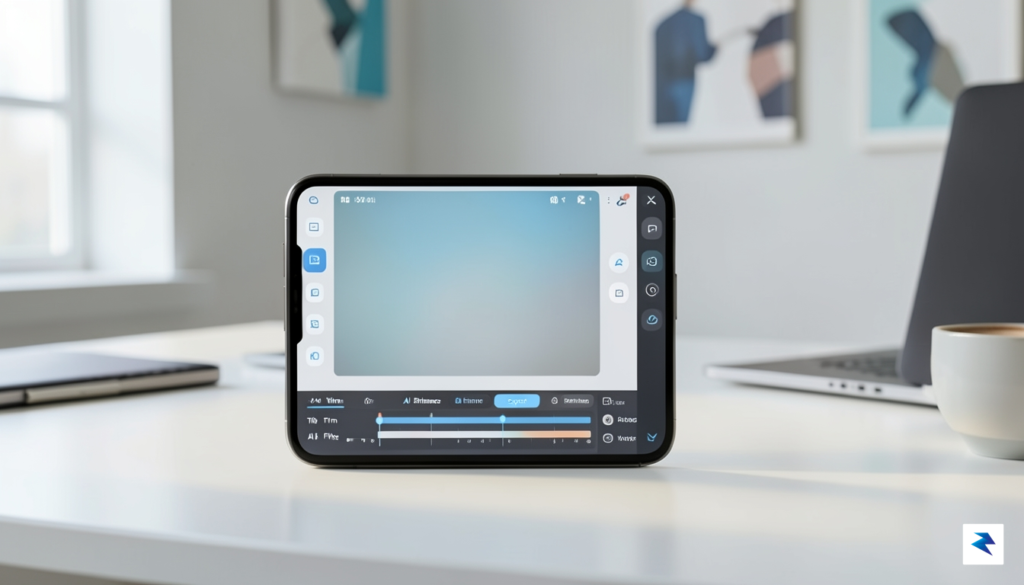 A close-up of a smartphone screen displaying an intuitive AI…