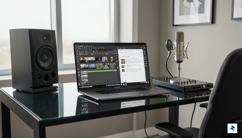 A modern, minimalist workspace showing a laptop screen displaying a&hellip;
