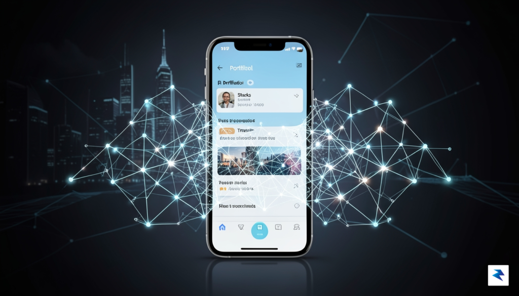 A conceptual digital art piece showing a sleek smartphone interface&hellip;