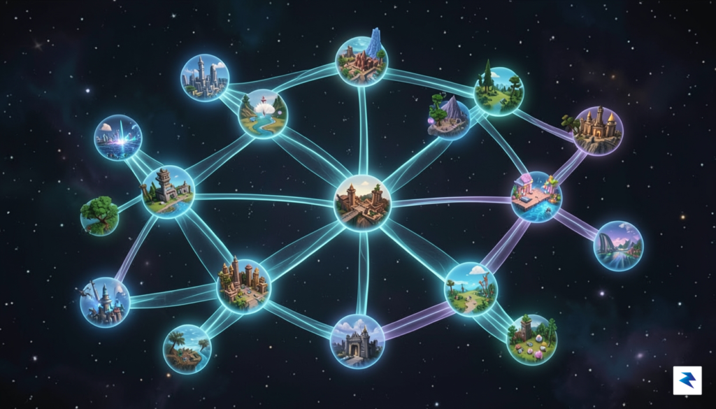 A conceptual digital illustration showing a vibrant, abstract interconnected network&hellip;