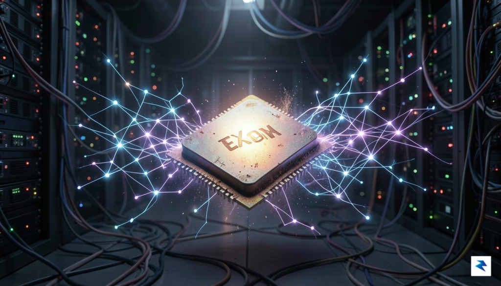 A conceptual digital illustration showing a glowing, modern neural network&hellip;