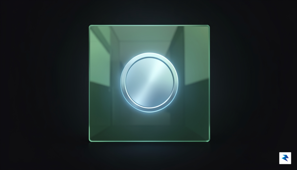A modern, minimalist digital illustration depicting a glowing digital coin&hellip;