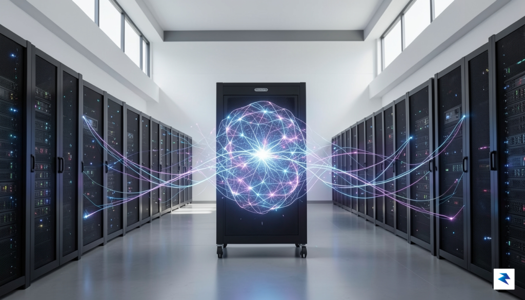 A conceptual digital art piece showing a high-tech, glowing neural&hellip;