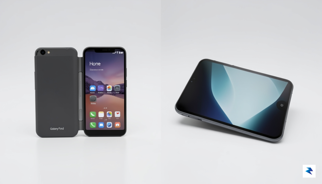 A conceptual side-by-side comparison showing an original narrow Galaxy Fold&hellip;