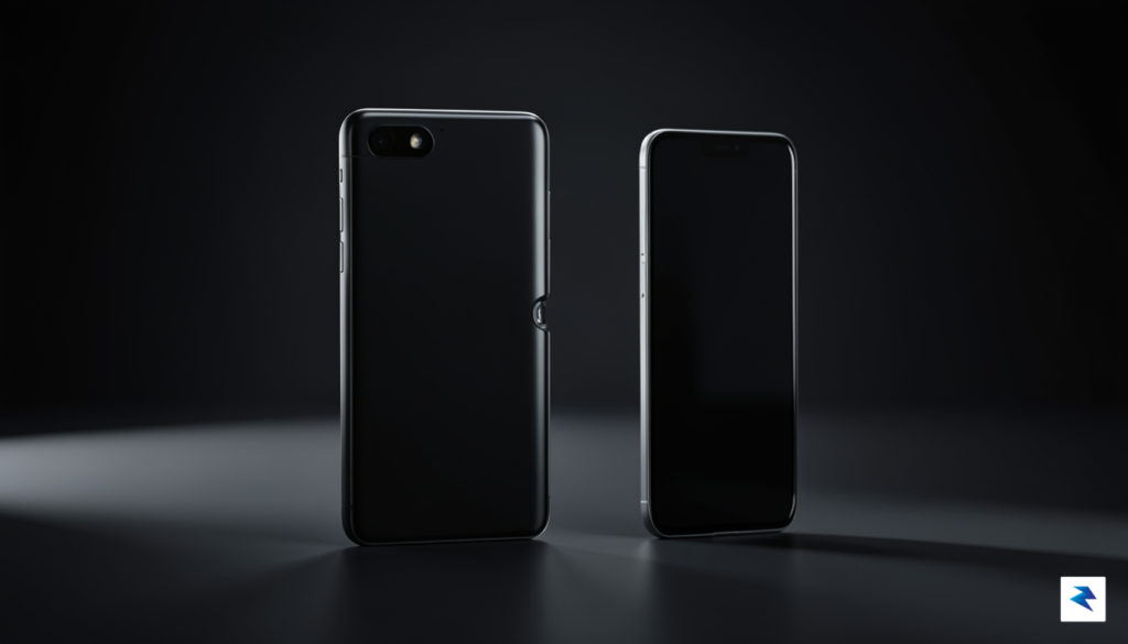 A sleek, high-tech conceptual studio shot showing the silhouette of…