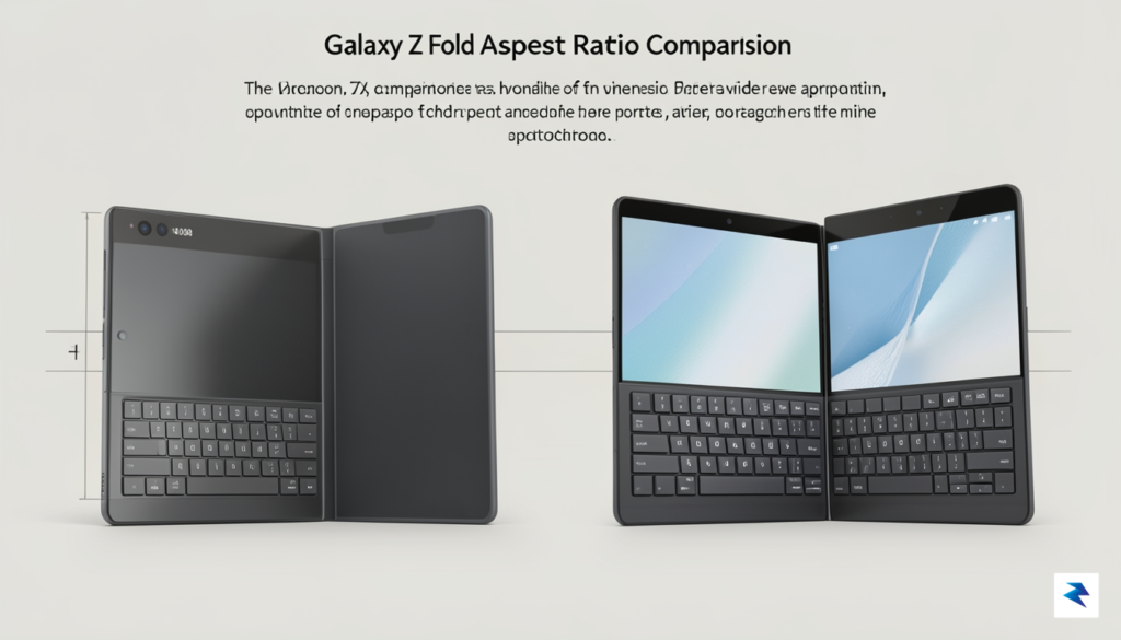 A sleek, professional comparison graphic showing an older, narrow Galaxy…