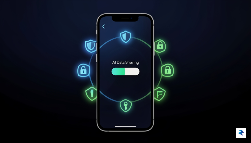A conceptual digital illustration of a smartphone screen displaying a…