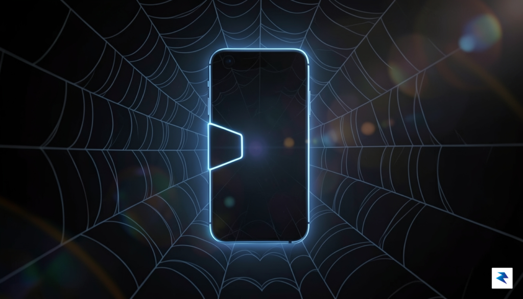 A stylized, high-contrast digital illustration of a futuristic smartphone hinge&hellip;