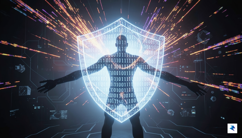 A conceptual digital art piece showing a shield made of&hellip;