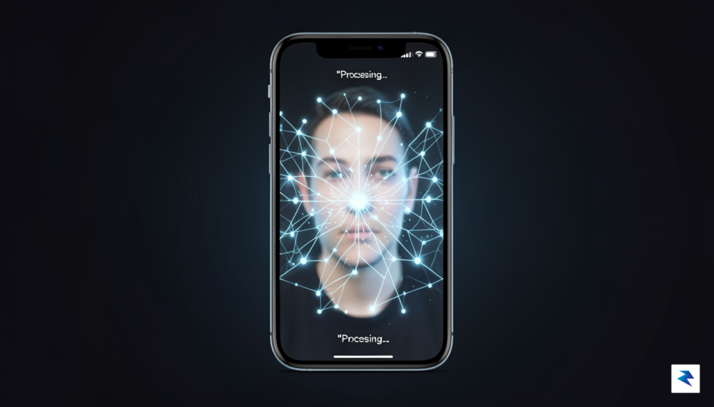 A digital conceptual illustration showing a smartphone screen displaying a…