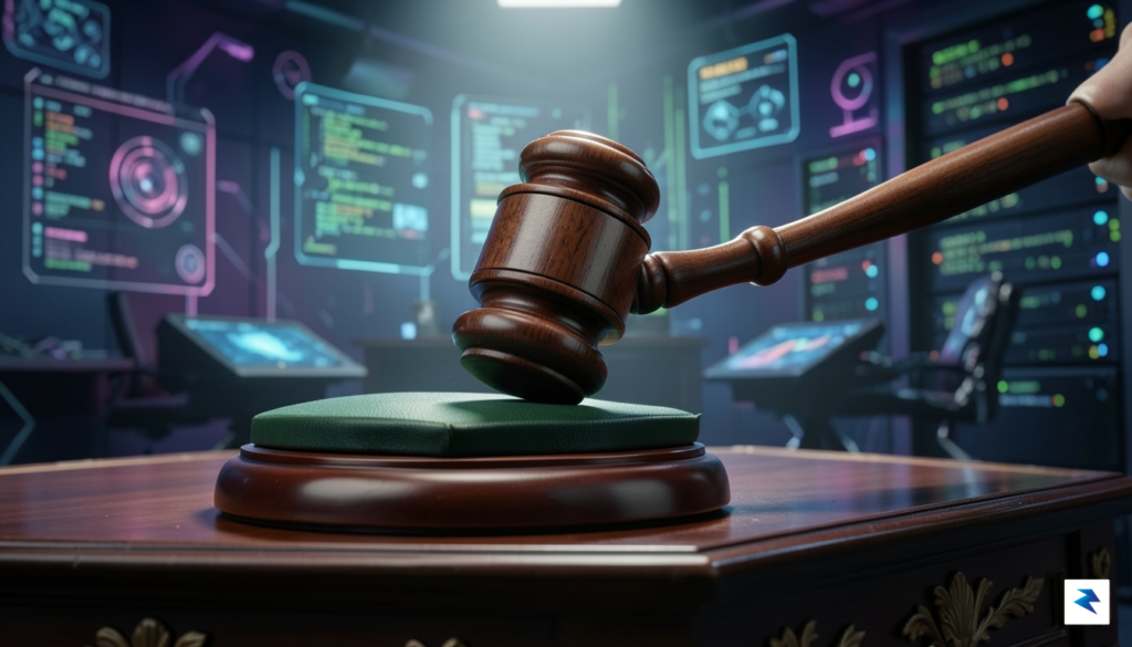 A gavel hitting a sound block on a judge's bench,&hellip;