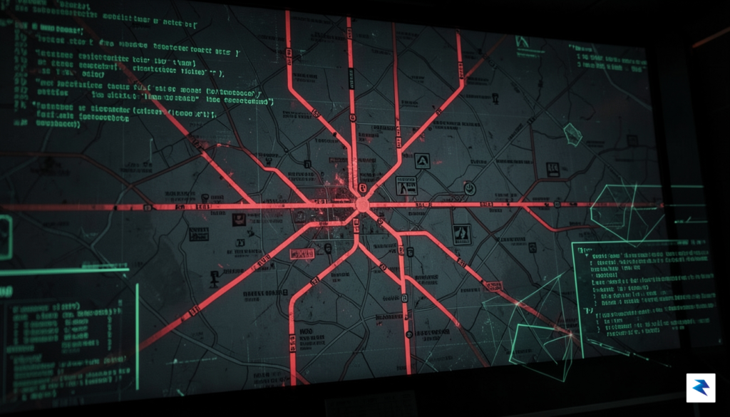 A stylized, dark image of a digital map of London's&hellip;