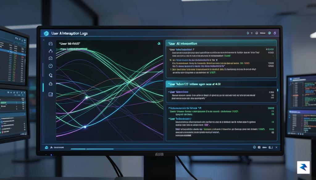 A digital dashboard display showing a high-tech security monitoring interface…
