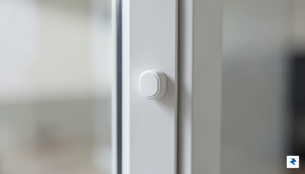 A close-up, high-quality photo of a sleek, minimalist white magnetic…
