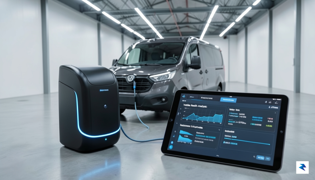 A sleek, professional photograph of an AI-powered diagnostic scanner analyzing&hellip;