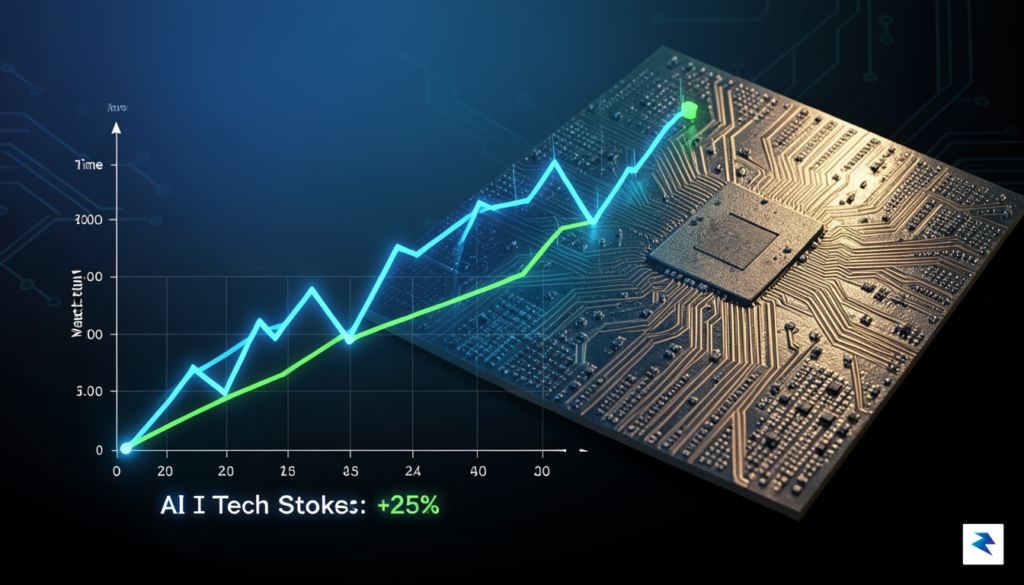 A conceptual digital illustration showing a rising stock market graph&hellip;