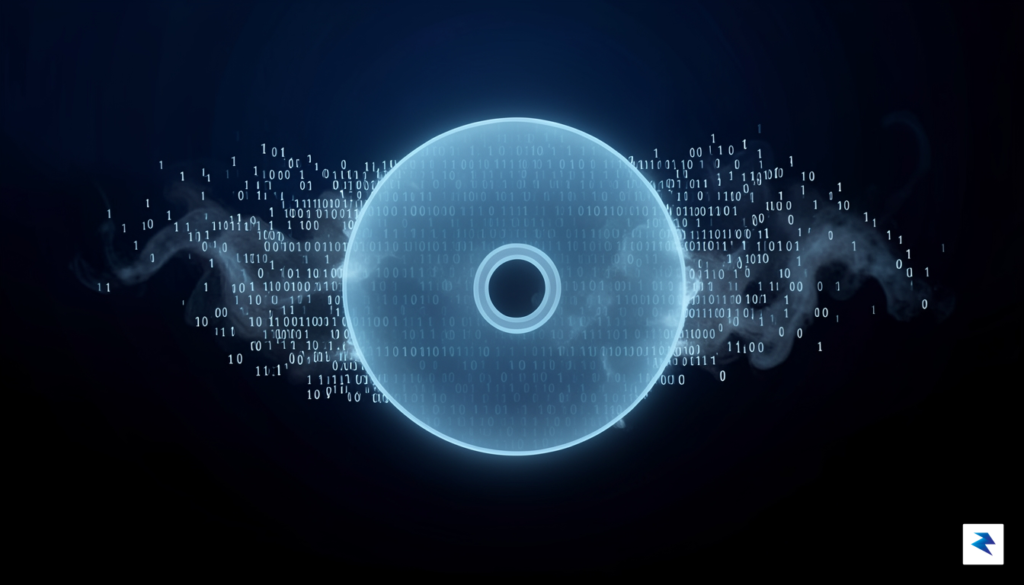 A conceptual digital illustration showing a glowing, translucent game disc&hellip;