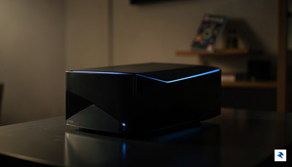 A high-resolution, cinematic shot of a sleek, modern PlayStation console&hellip;