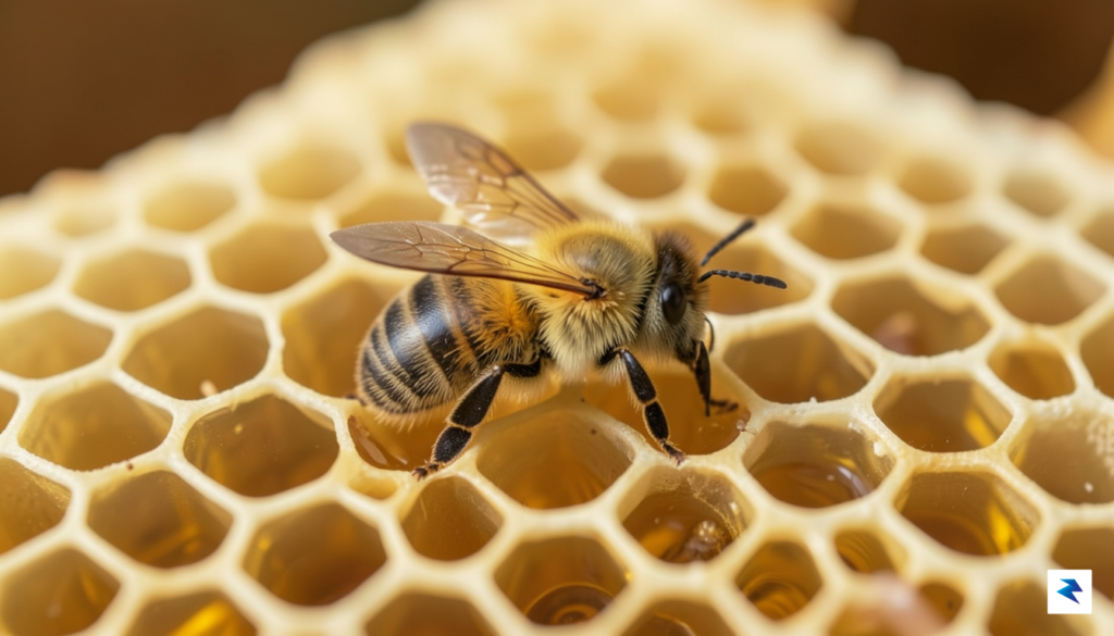 A macro, high-detail photograph showing a healthy honeybee resting on&hellip;