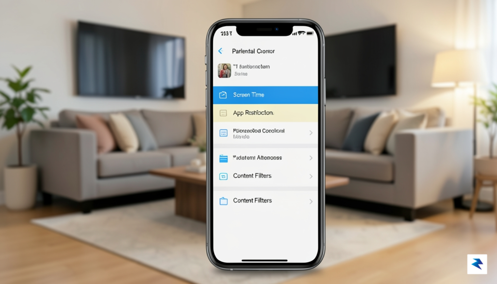 A clean, modern graphic showing a smartphone interface with parental&hellip;