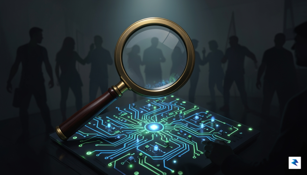 A conceptual digital illustration showing a magnifying glass hovering over&hellip;