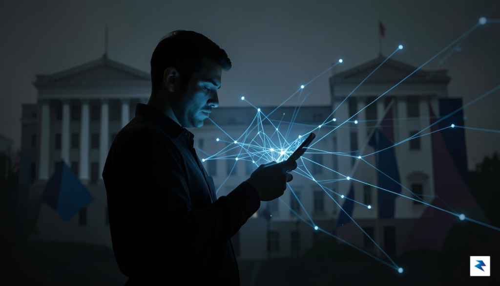 A silhouette of a person looking at a smartphone, with&hellip;