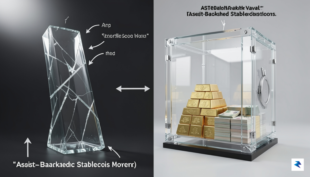 A professional infographic comparing a fragile, cracked glass structure representing…