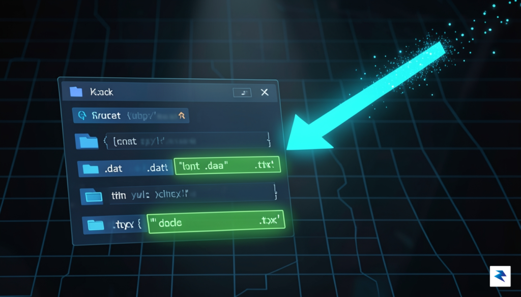 A digital visualization of a background process scanning a computer…