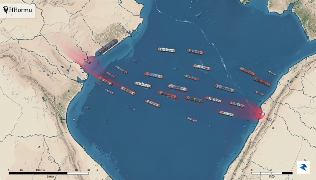 A satellite-view map of the Strait of Hormuz highlighting the…
