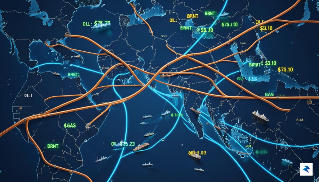 A detailed digital illustration showing a complex network of oil…