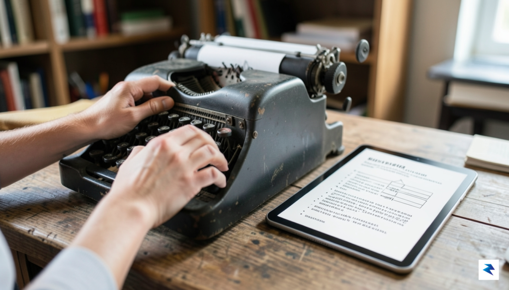 A close-up, high-quality photograph of a person&rsquo;s hands typing on&hellip;