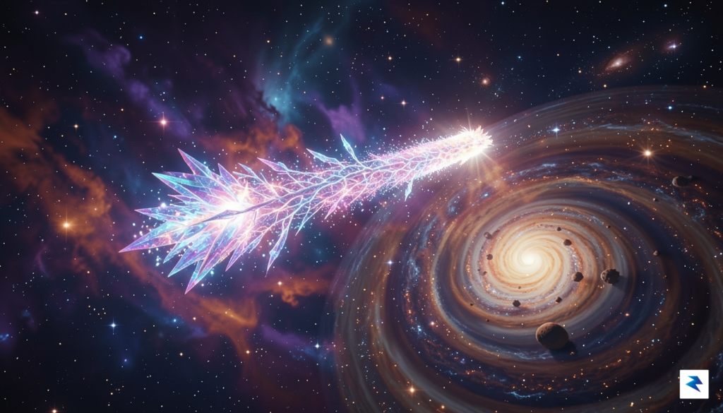 A vibrant, artistic rendering of a comet streaking through a&hellip;