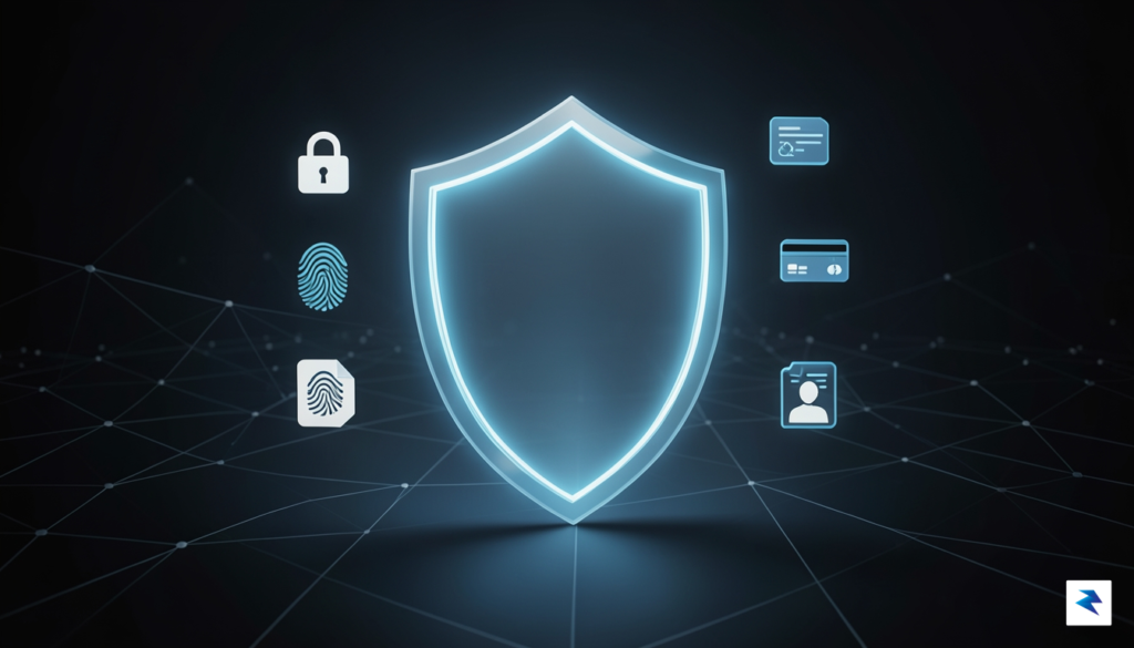 A clean, modern digital security concept showing a glowing shield&hellip;