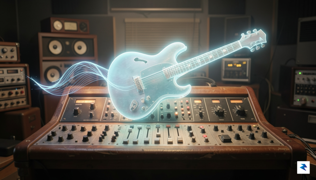 A conceptual illustration showing a translucent, glowing digital wave forming…