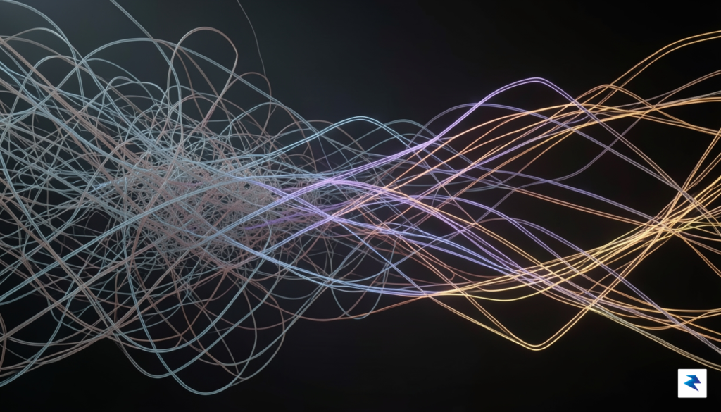 A conceptual digital visualization showing a complex web of tangled&hellip;