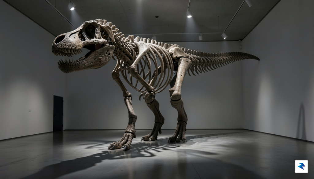 A high-resolution, cinematic shot of a massive, perfectly articulated T.…