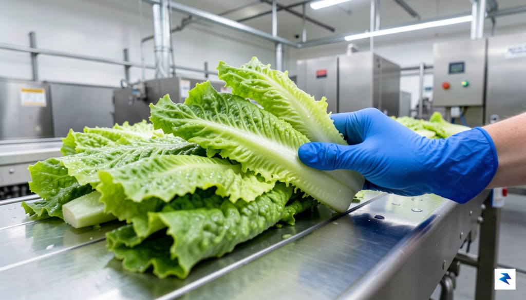 A close-up, high-quality photograph of fresh, crisp Romaine lettuce leaves…