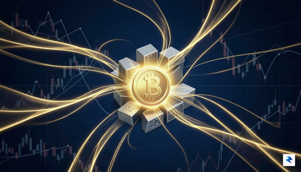 A digital visualization showing a flow of glowing golden lines&hellip;