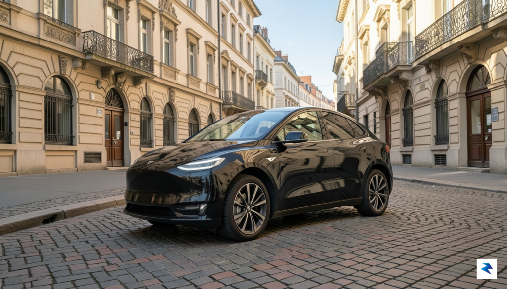 A sleek, modern Tesla Model Y parked on a clean,&hellip;