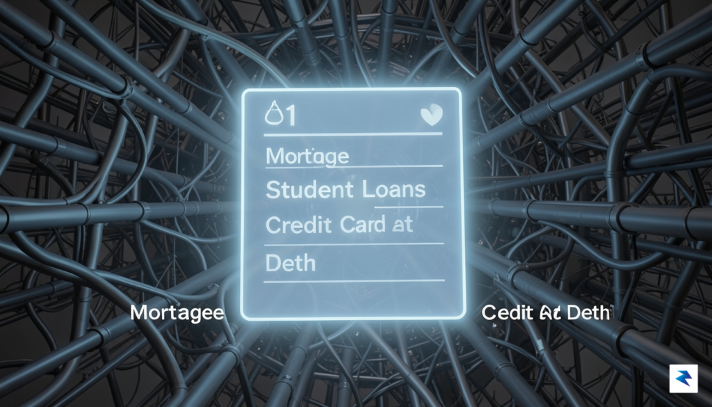 A conceptual digital illustration showing a glowing, transparent balance sheet&hellip;