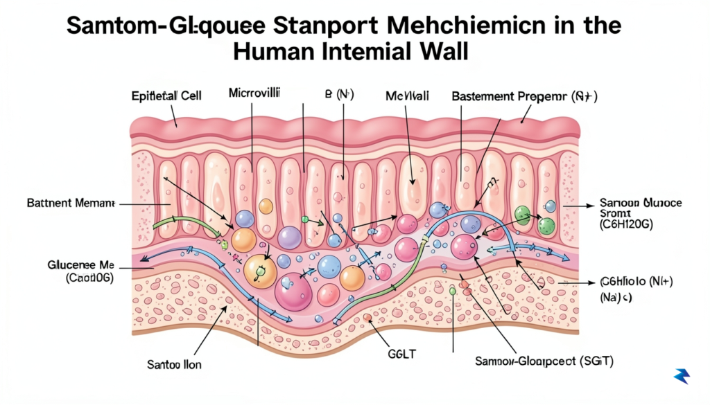 A clean, scientific infographic showing a cross-section of the human…