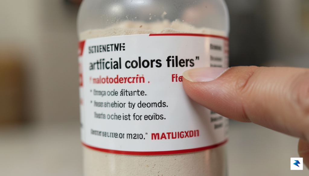 A close-up, high-resolution photograph of a nutrition label on a…
