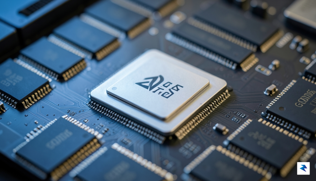 A detailed close-up shot of the PlayStation 5 motherboard, highlighting…