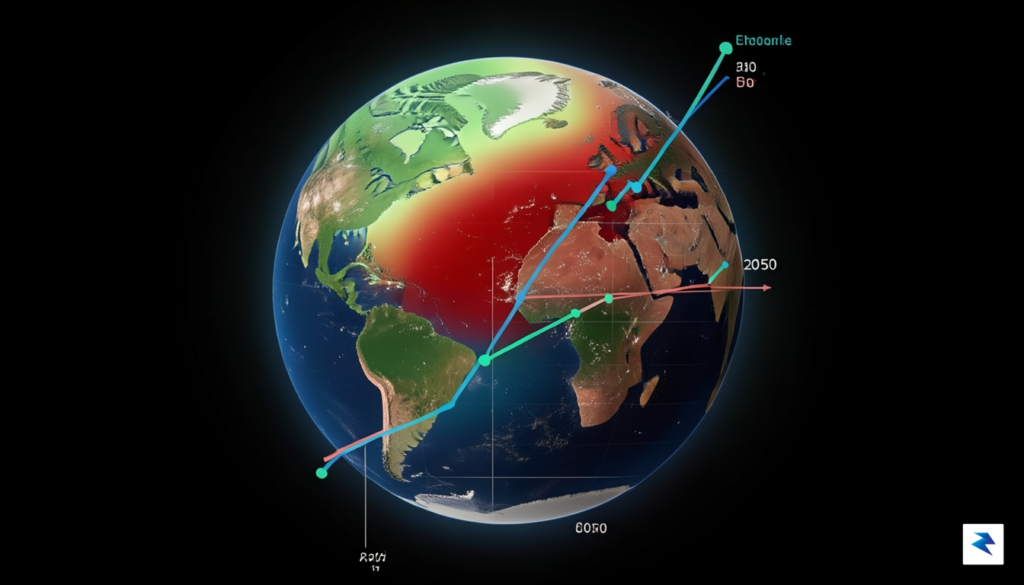 A conceptual visualization showing a globe with a color-coded temperature&hellip;
